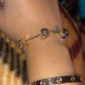 LOUIS VUITTON Authentic Gold Purple Dice Bracelet